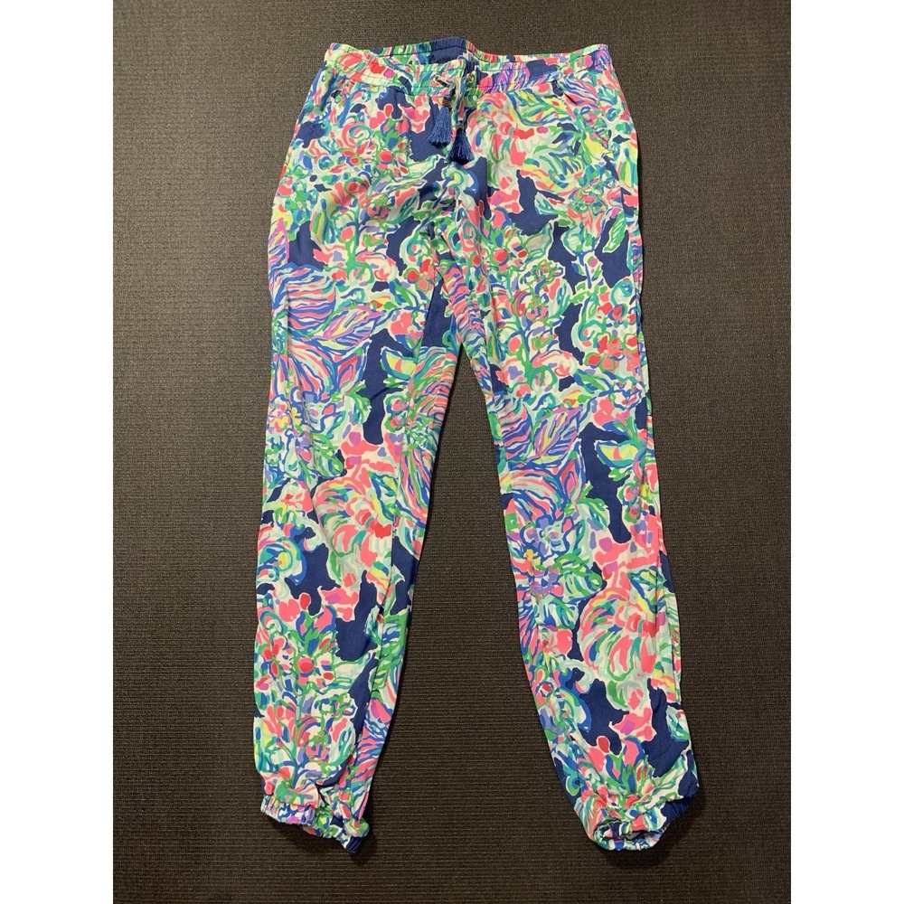 Lilly Pulitzer Exotic Escapades Blue Green Piper Pants Womens Small XS